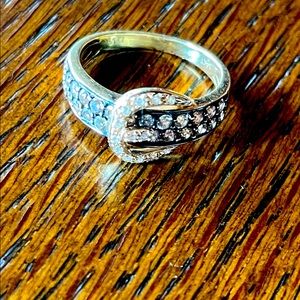 Levian chocolate diamonds buckle ring. 14 karat gold. 3/4 weight.